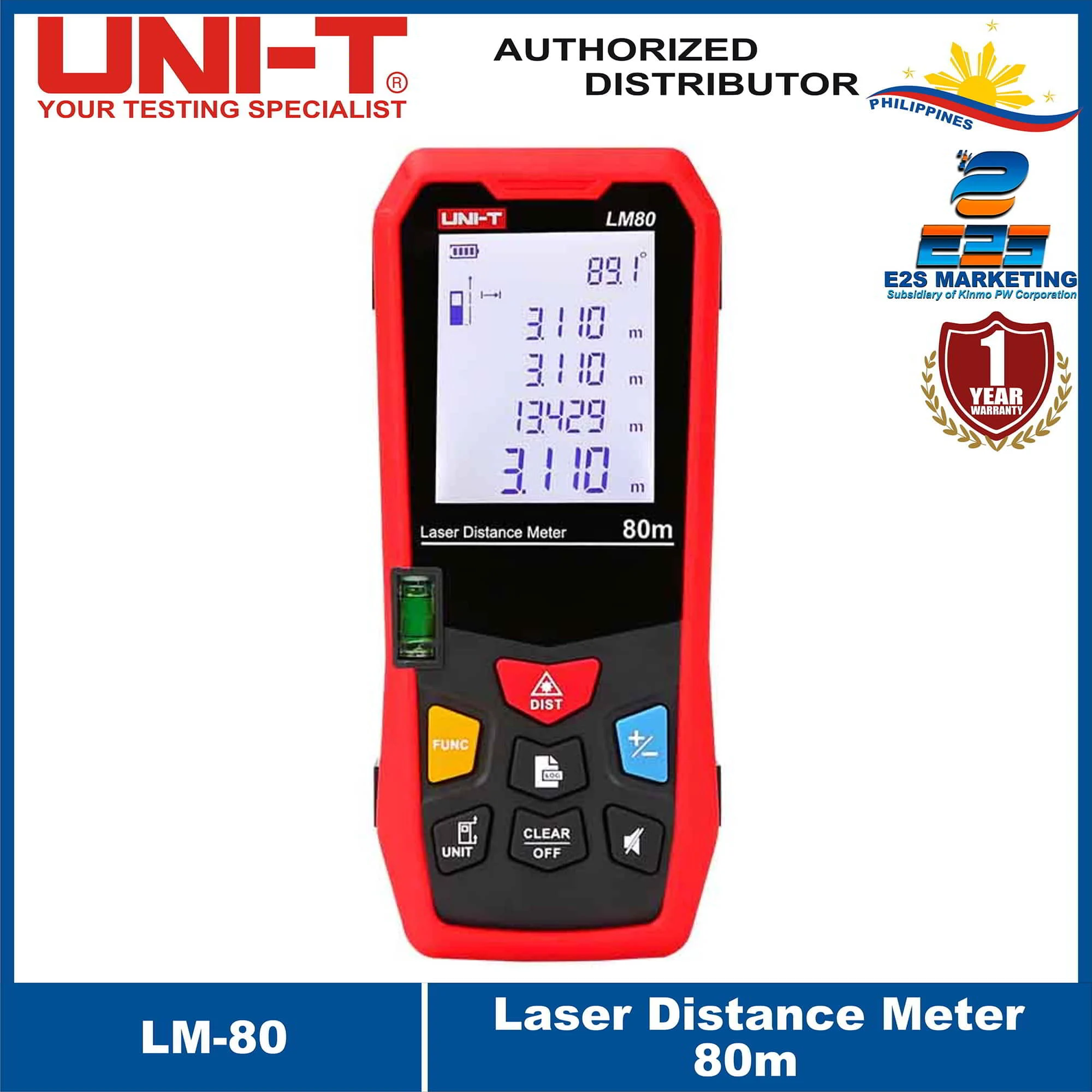 UNI-T LM80 Laser Distance Meter 80meters Digital Laser Rangefinder Constructs Measuring Electronic Ruler LM-80