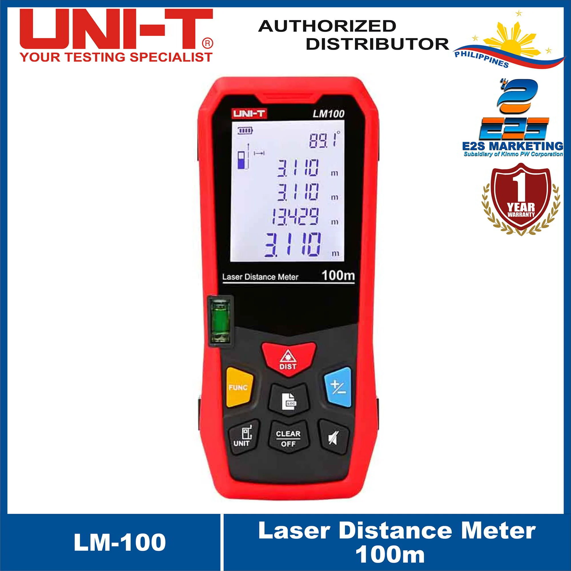 UNI-T LM100 Laser Distance Meter Ergonomic Exterior Millimeter Accuracy LM-100