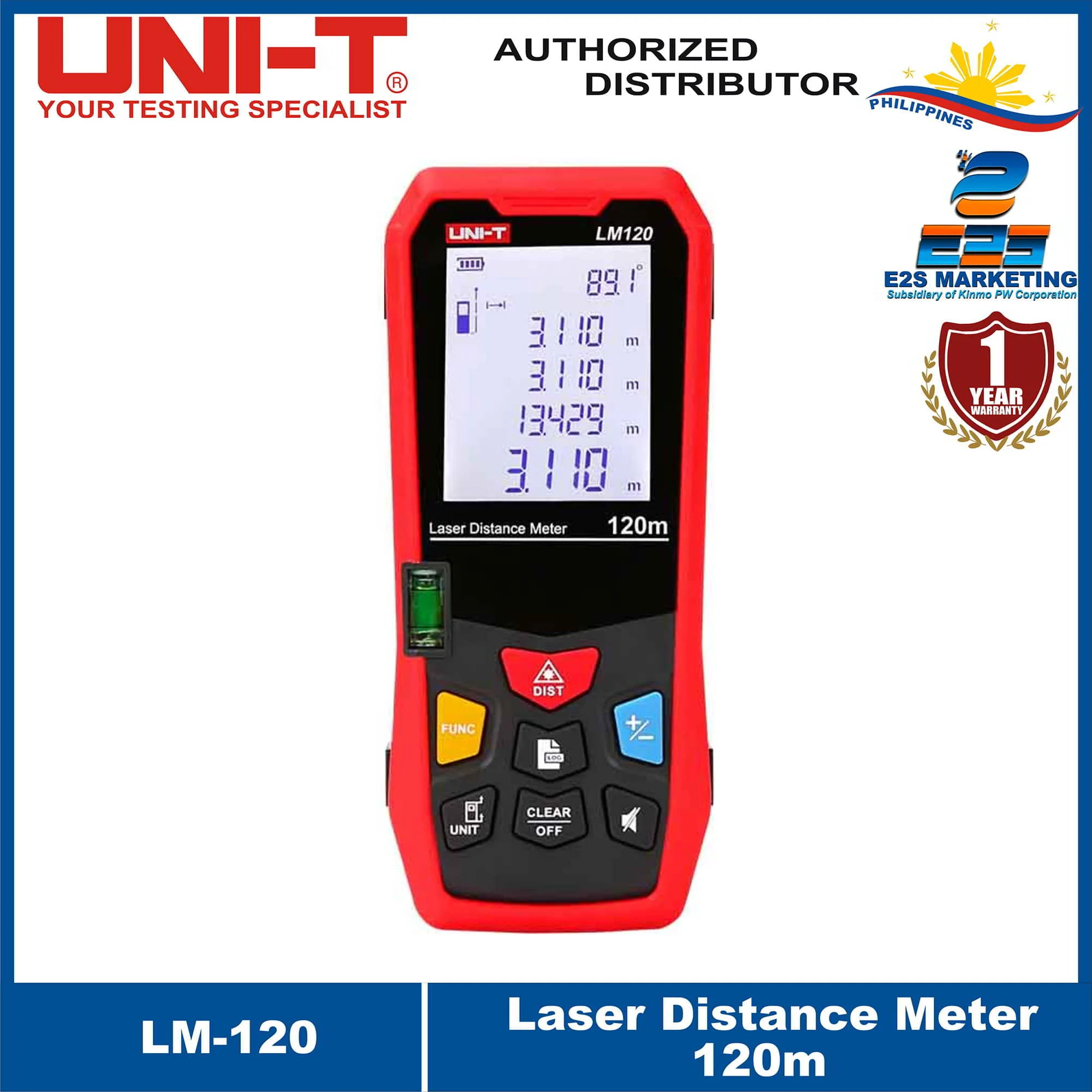 UNI-T LM120 Laser Distance Meter Physical and Electronics Leveler  Multiple Angle HD Display LM-120