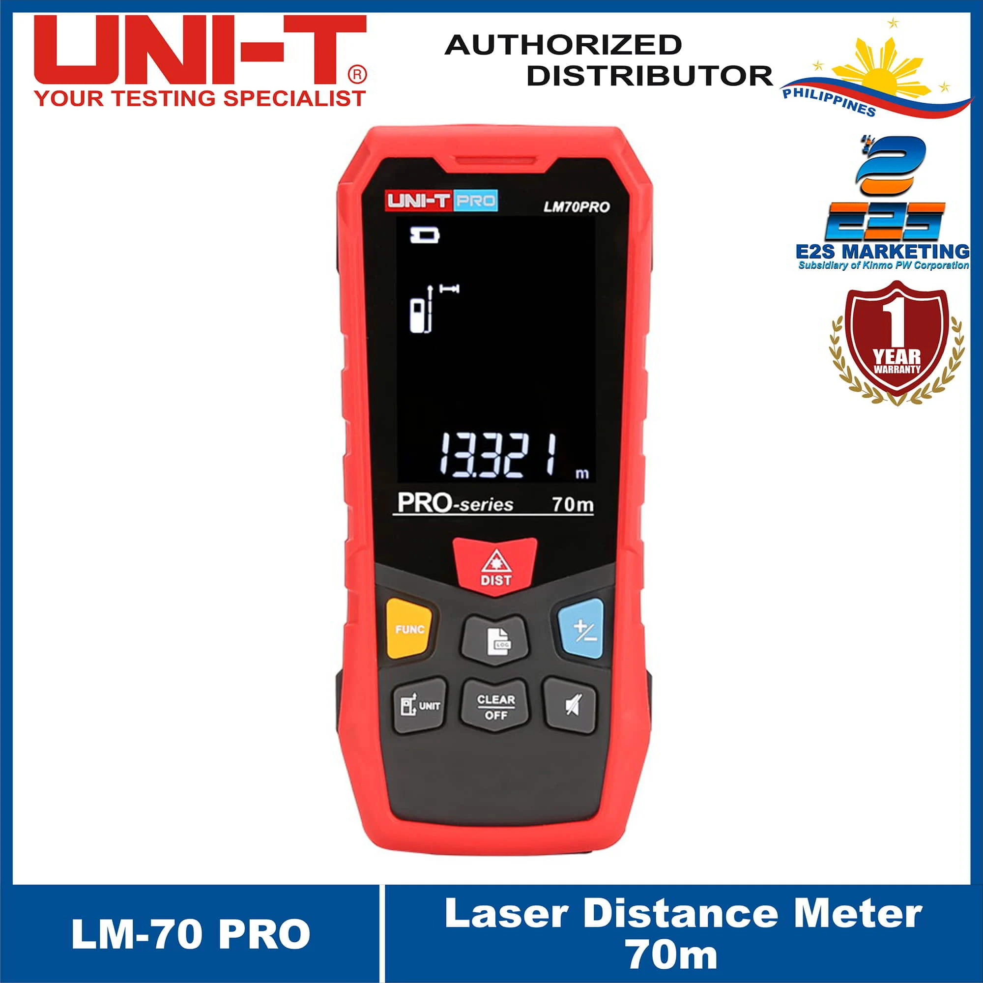 UNI-T LM70 PRO Laser Distance Meter 70 Meters, 6 Measurement Modes, 3 Selectable Measurement References LM-70 PRO
