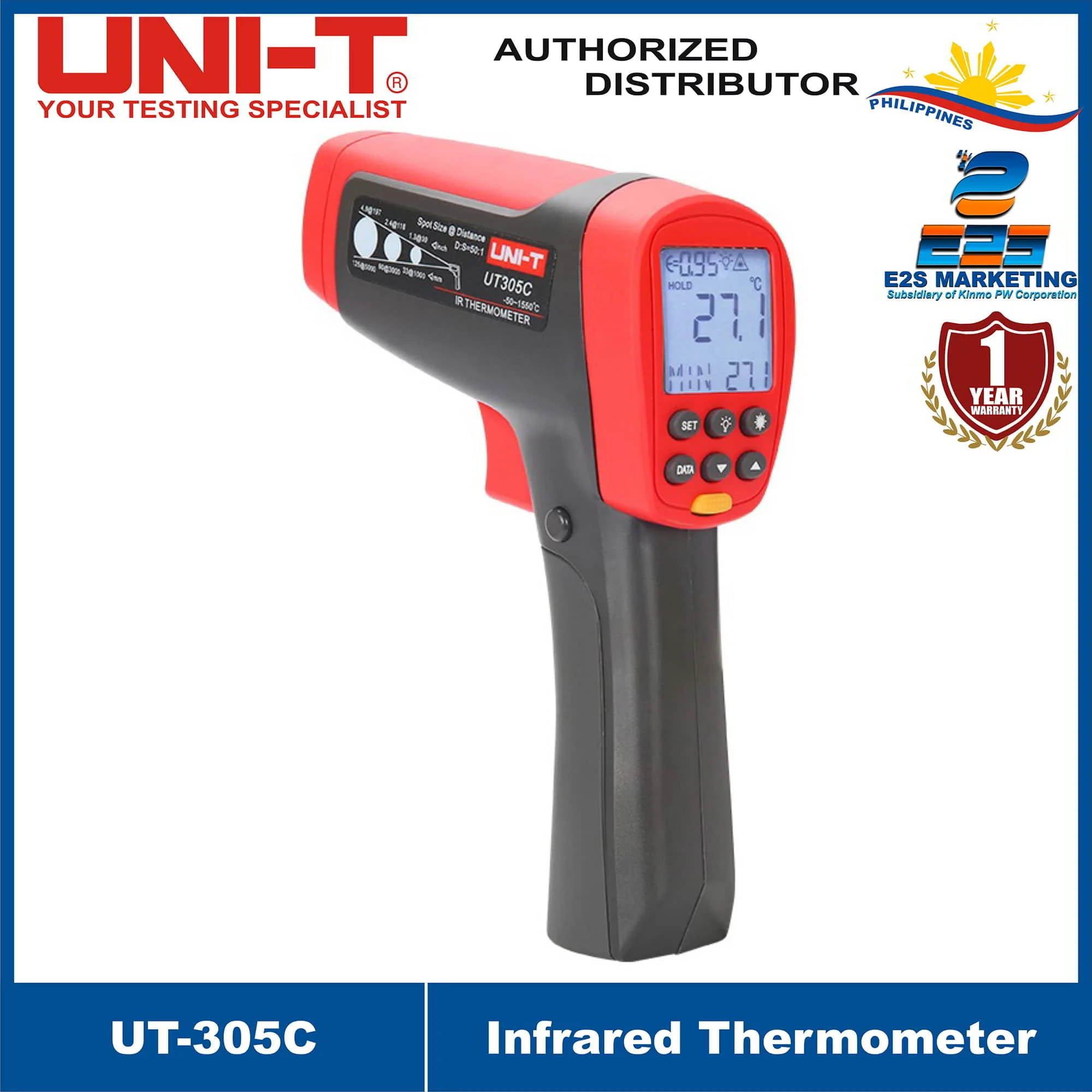 UNI-T UT305C Infrared Thermometer 99 sets of Data Storage and USB Data Transmission UT-305C