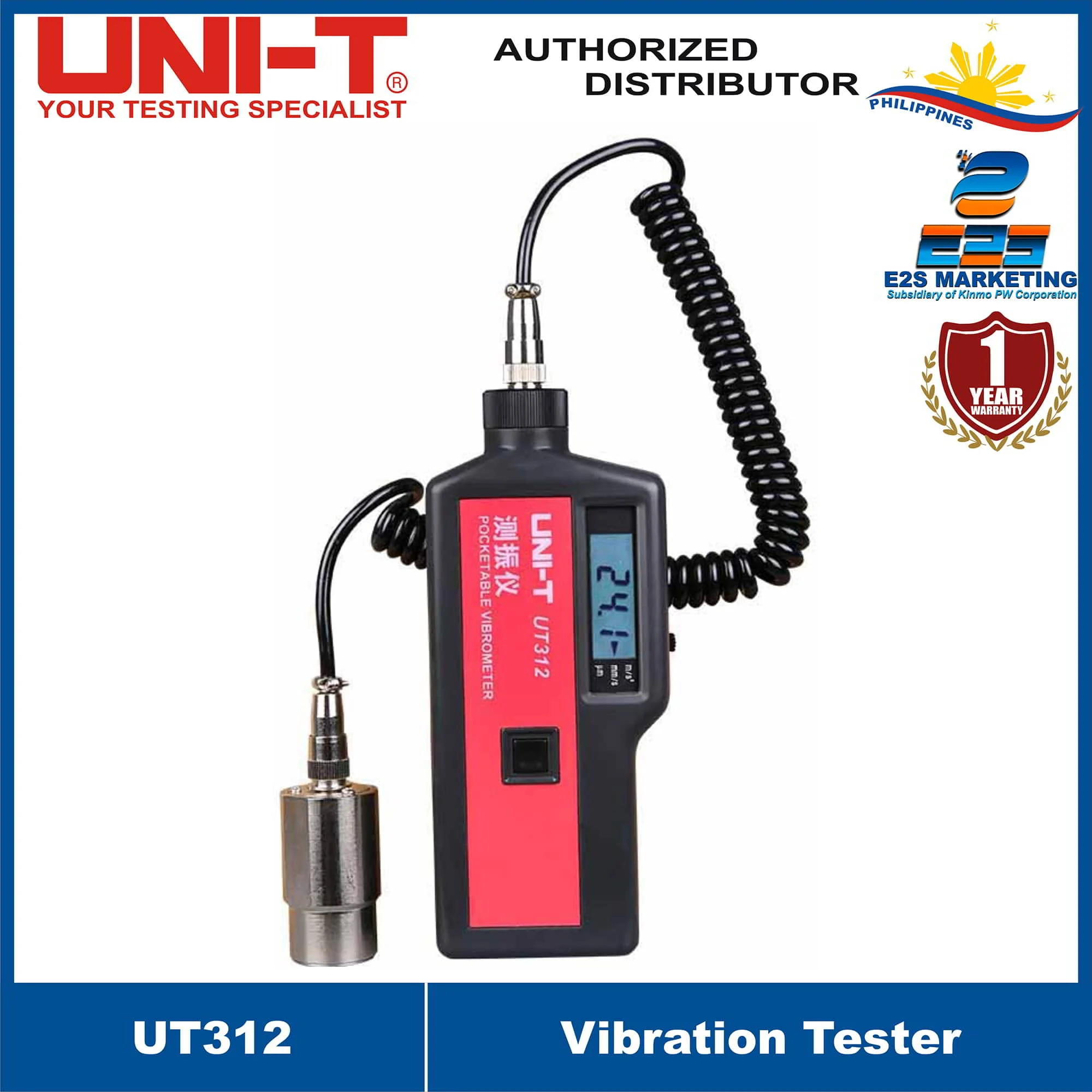 UNI-T UT312 Pocketable Vibration Tester Digital Vibrometer Portable Split Vibration Meter Acceleration Velocity Displacement Measurement Tester UT-312