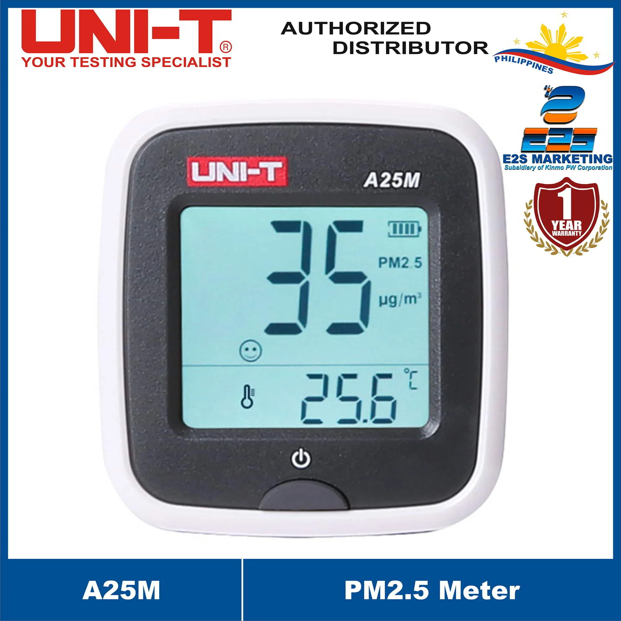 UNI-T A25M Portable PM2.5 Air Quality Monitor Temperature Measurement , Emoticon Display, LCD Backlight And Red Backlight Alarm A25M