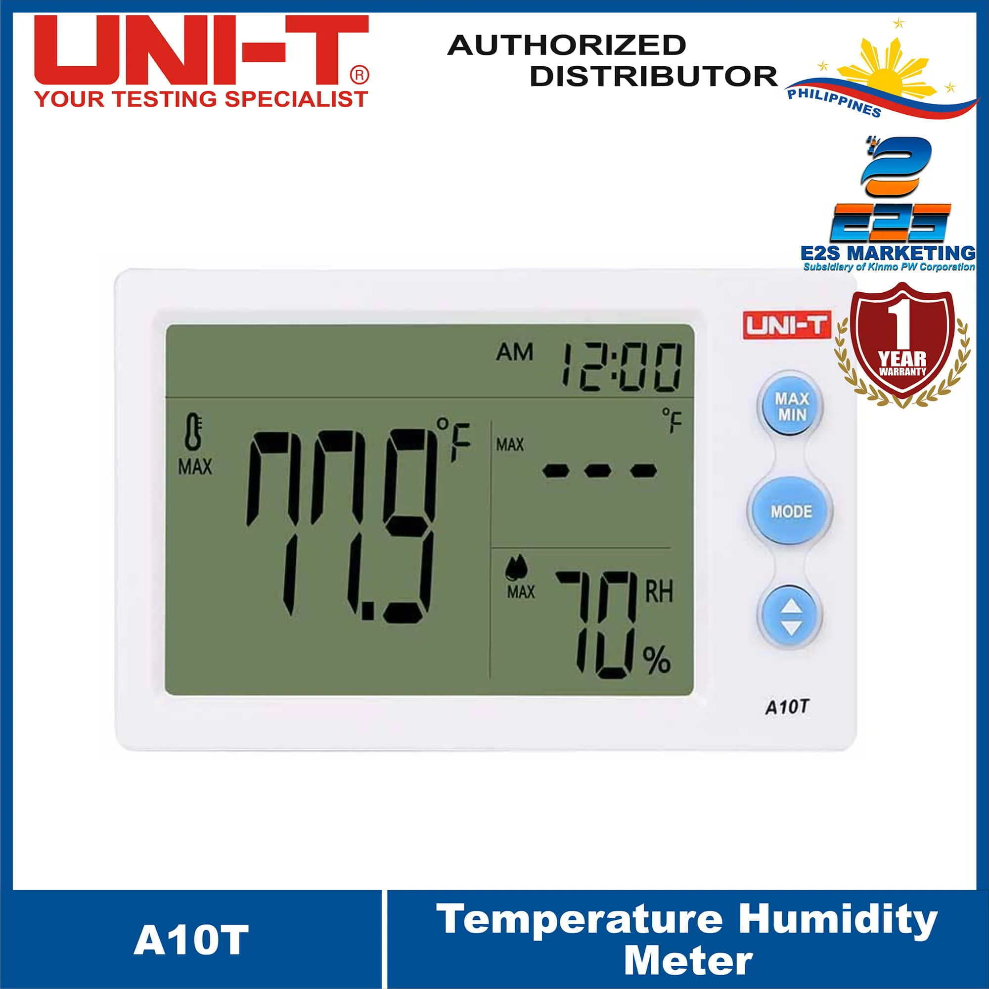 UNI-T A10T Digital LCD Thermometer Humidity Meter Clock Hygrometer of Weather Station Tester with Alarm Clock Function A10T