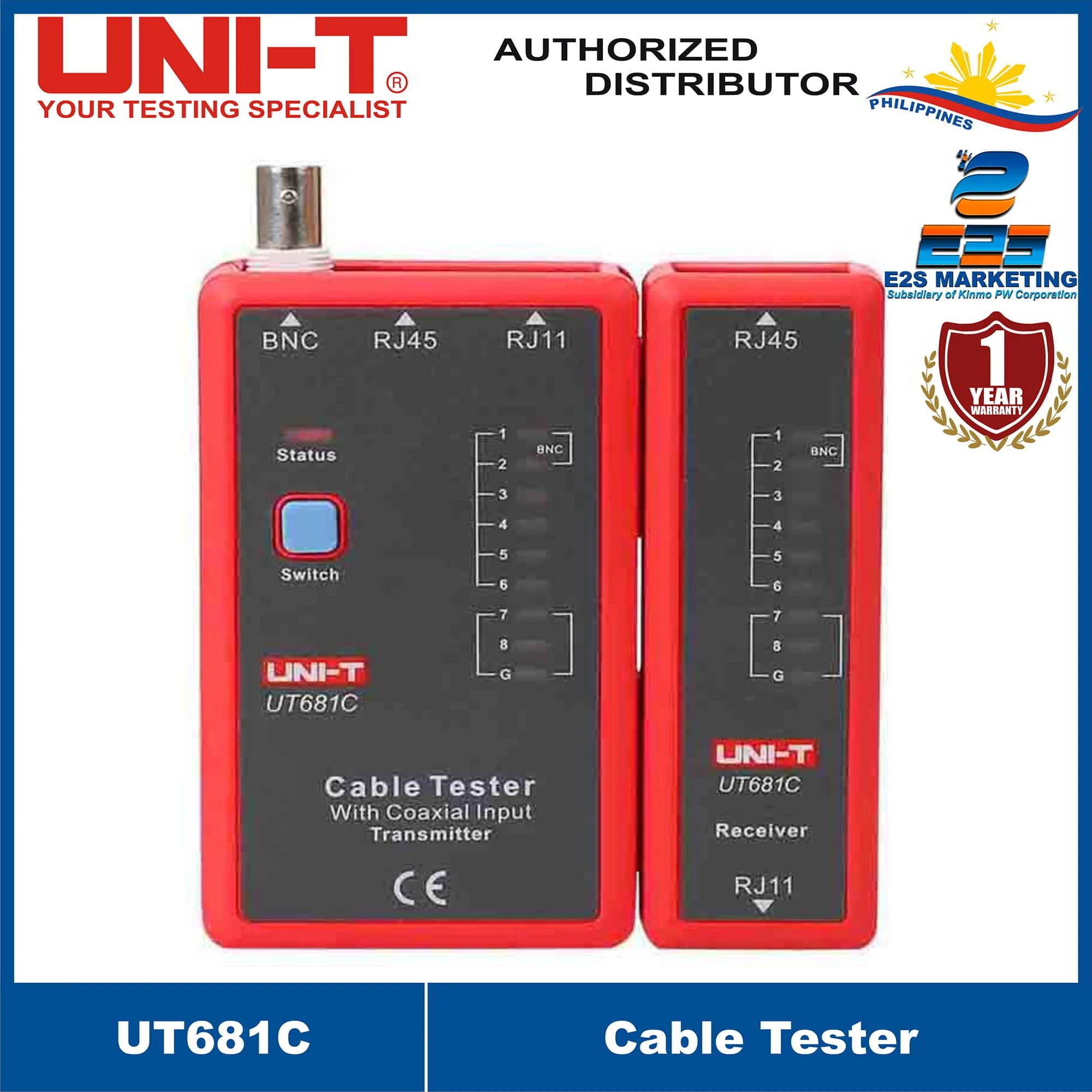 UNI-T UT681C Cable Tester Cable Tester; Telephone and Network Line Tester, Short Circuit / Crossover / Open Circuit Checker UT-681C