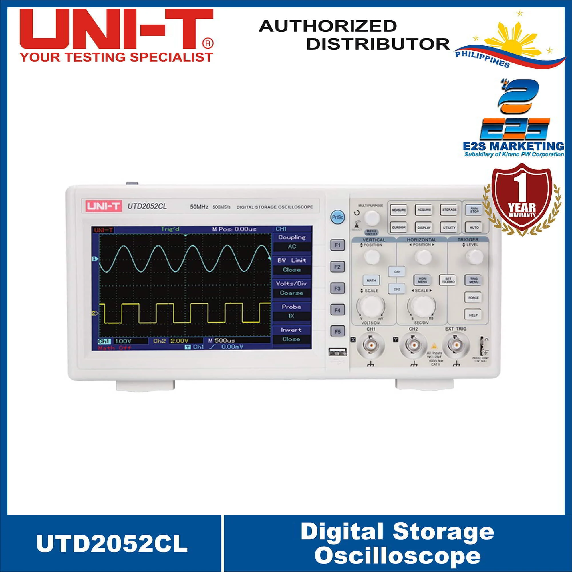 UNI-T UTD2052CL Digital Storage Oscilloscope Power 100V〜240V ACrms, 50Hz/60Hz UTD-2052CL