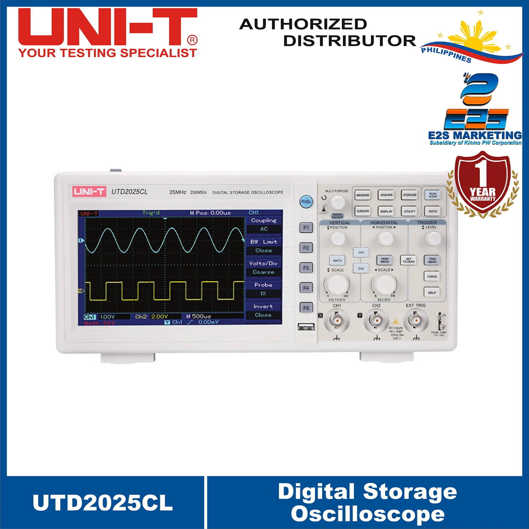 UNI-T UTD2025CL Digital Storage Oscilloscope Power 100V〜240V ACrms, 50Hz/60Hz UTD-2025CL