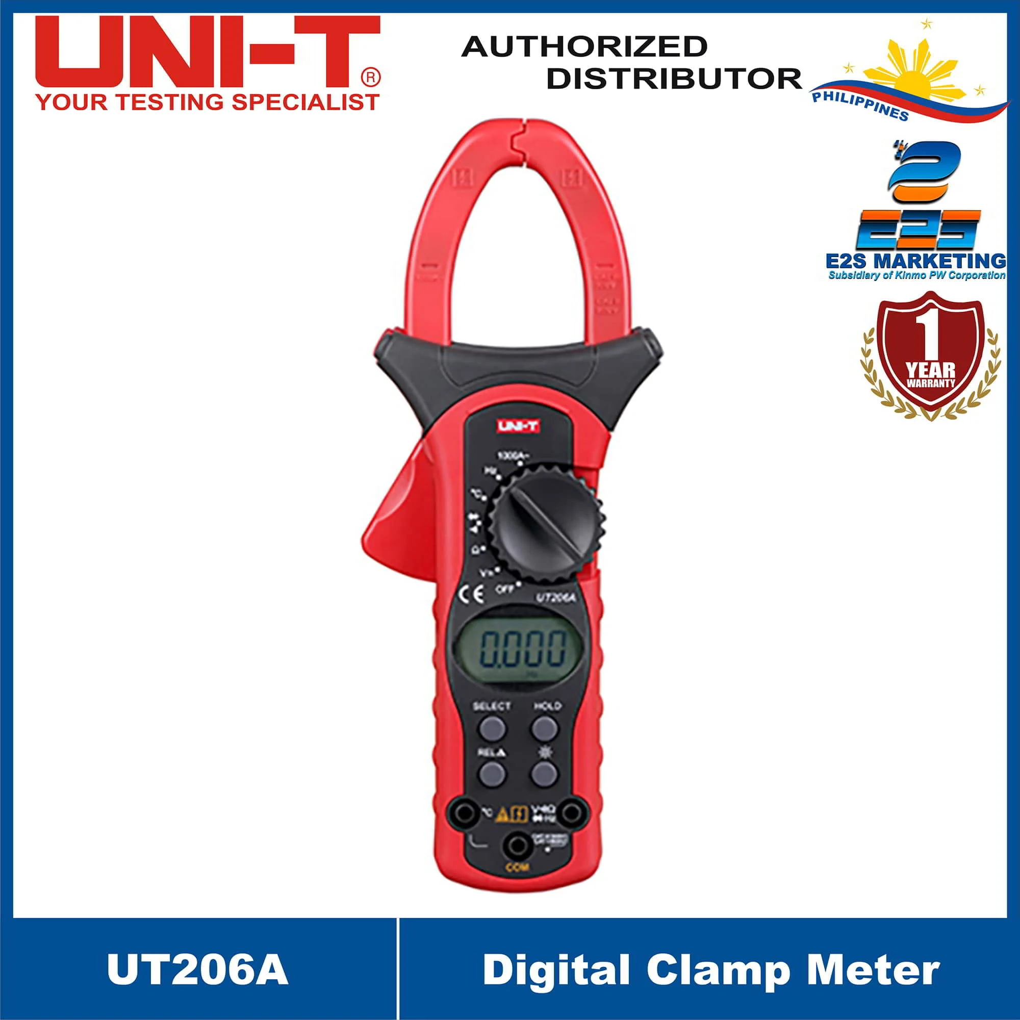UNI-T UT206A Digital Clamp Multi-Tester 1000A Max w/ Frequency Function UT-206A