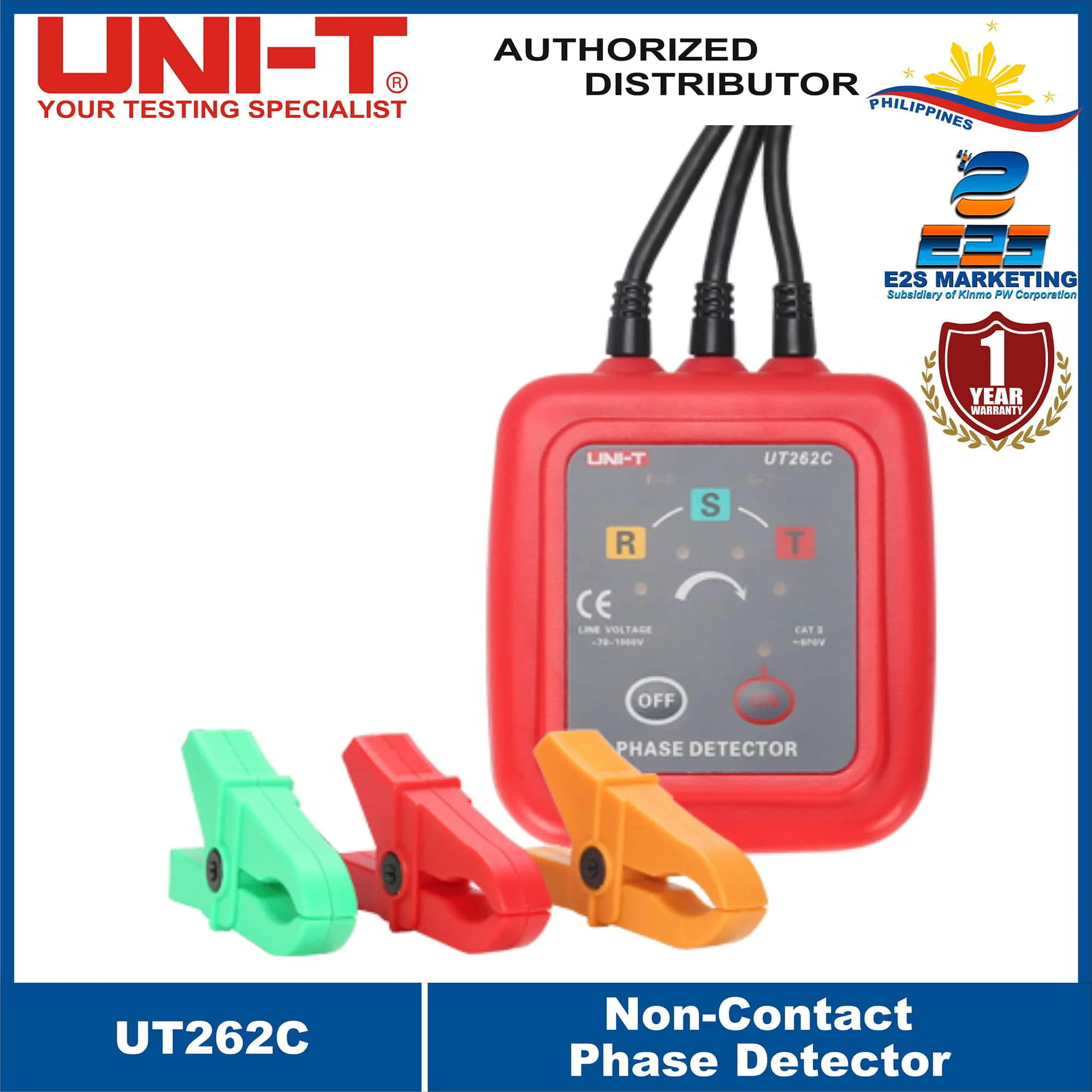 UNI-T UT262C Non-Contact Phase Detector Non-Contact Phase Detectors 3 Phase Sequence Circuit Break Detection Voltage Detection Original Quality UT-262C