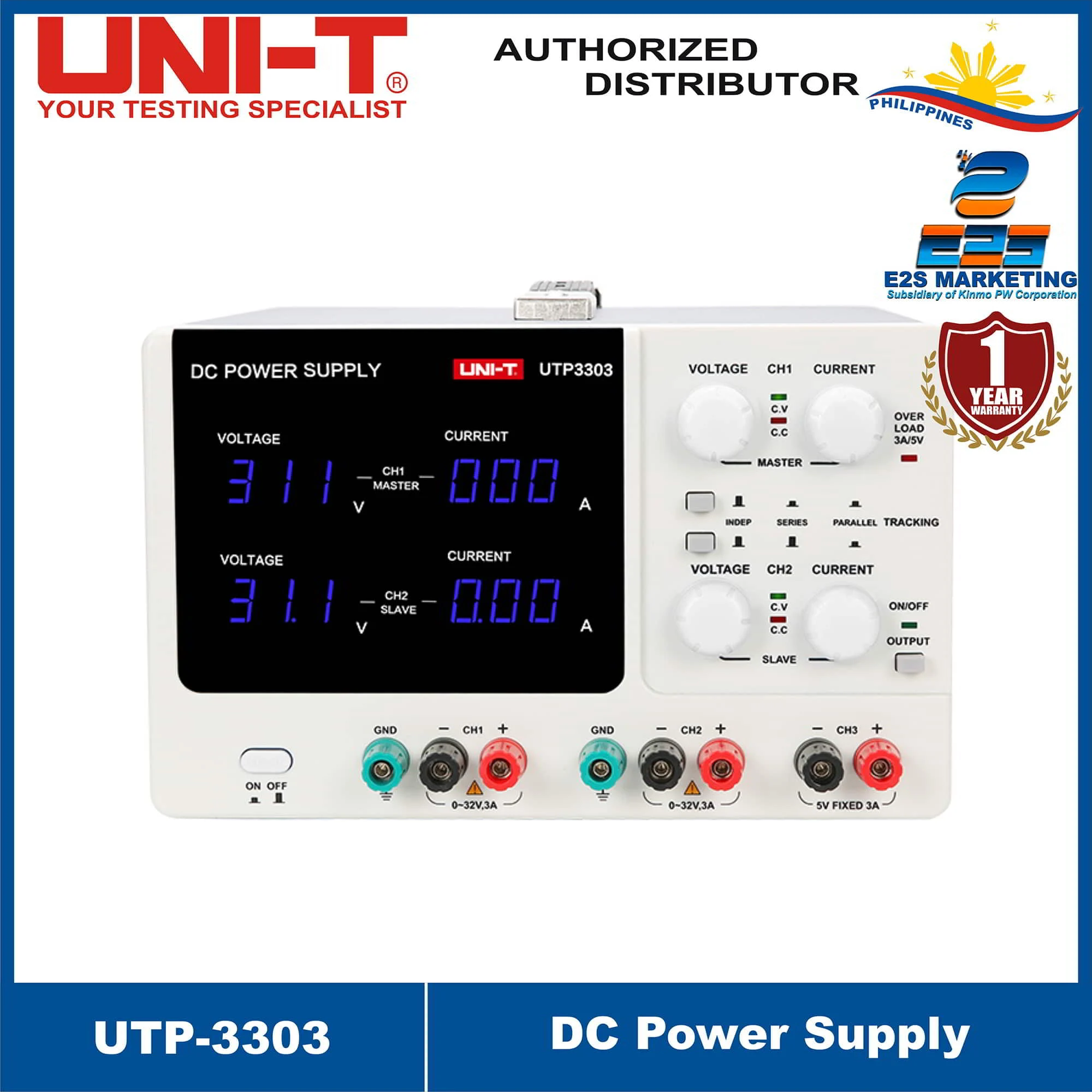 UNI-T UTP3303 DC Power Supply , Power Supply with Two Variable Output and One Special Fixed Output (5V) UTP-3303