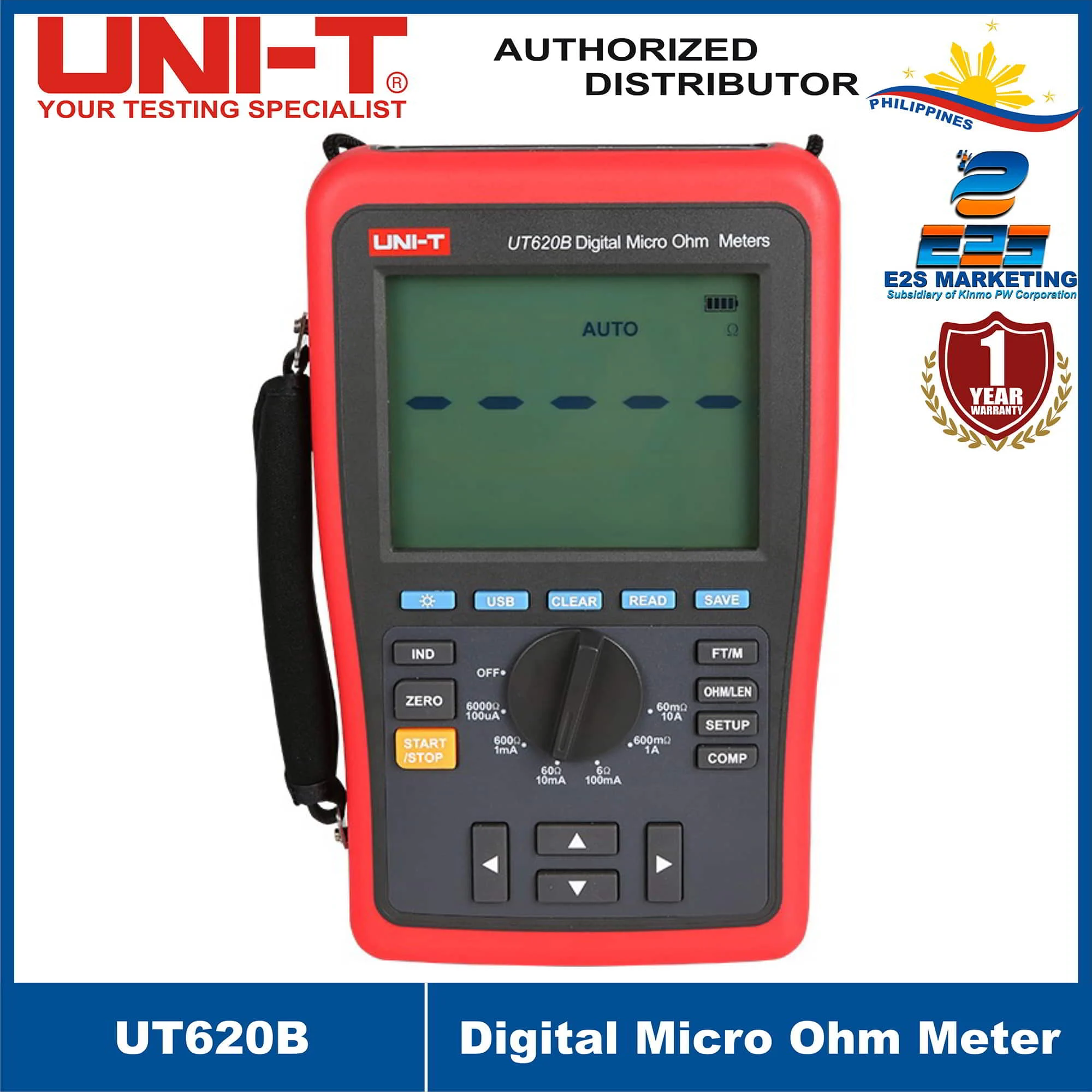 UNI-T UT620B Digital Micro Ohm Meter Low Resistance Tester Four-Wire Measurement UT-620B