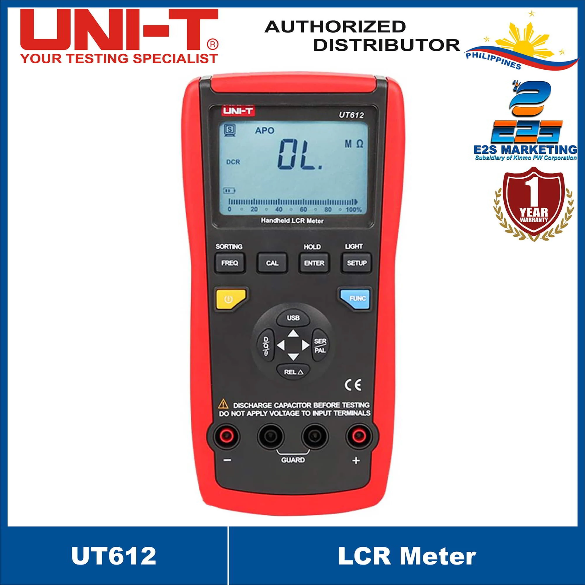 UNI-T UT612 LCR Meter USB Interface 20000 Display Counts w/ Inductance Frequency Test Measurement Multi-meter LCR Meters UT-612