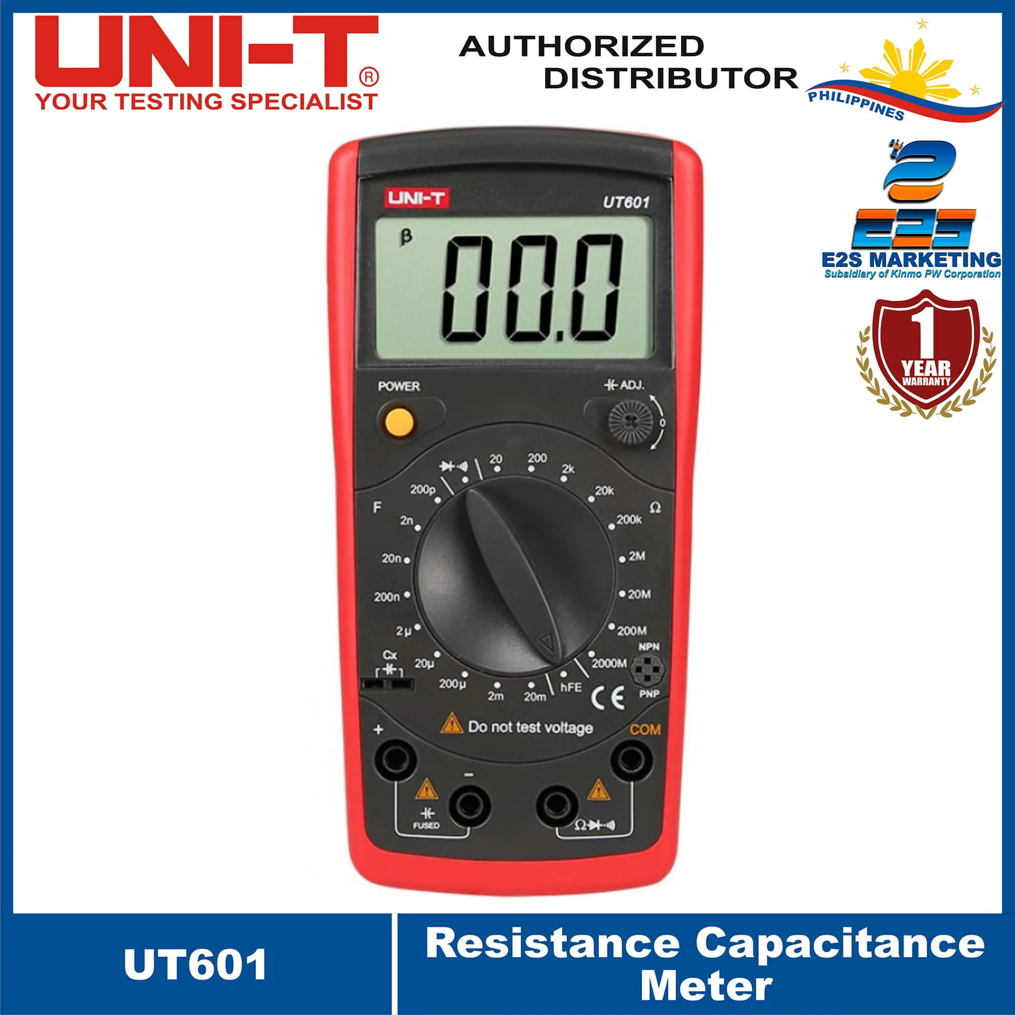 UNI-T UT601 Inductance Capacitance Meter Digital Multi-meter Tester Resistance 20Ω-2000MΩ Manual Range, Low Battery Indication UT-601