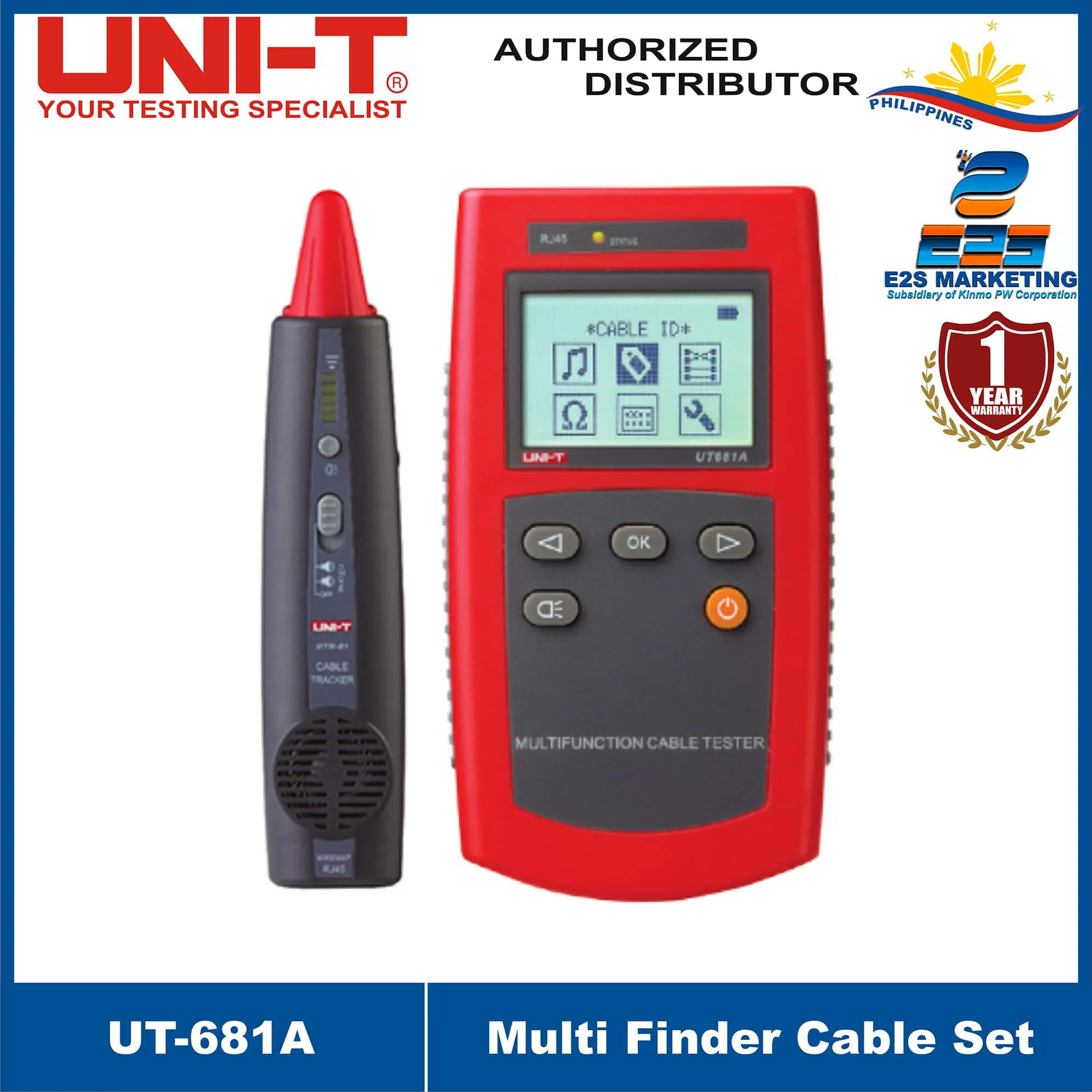 UNI-T UT681A Multi-function Cable Finder Set Working environment: Working temperature:0℃-40℃,storage temperature:-20℃-60℃,working humility:95%(Grey/Red) UT-681A